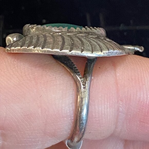 Ring Size 6.5 Malachite J. Yazzie Sterling Silver 925 Women Semi-Precious Stone - Picture 2 of 8